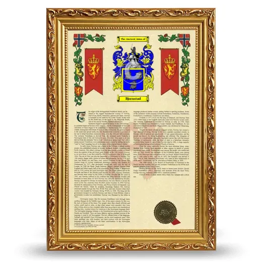 Bjornstad Armorial History Framed - Gold