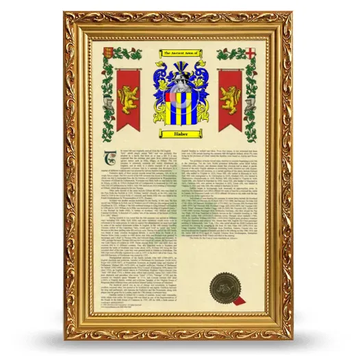 Blaber Armorial History Framed - Gold