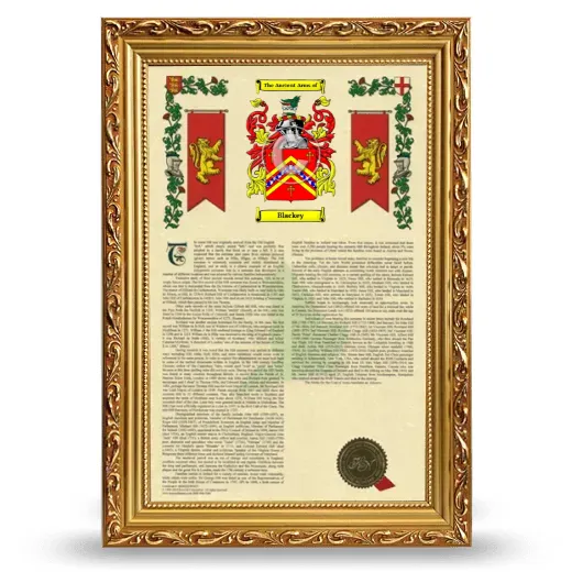 Blackey Armorial History Framed - Gold