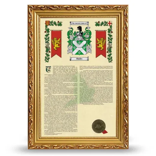 Blades Armorial History Framed - Gold
