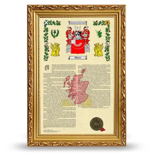 Blanco Armorial History Framed - Gold