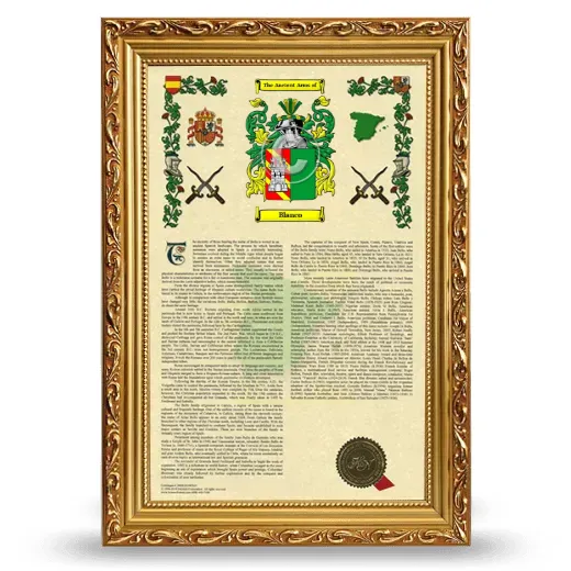 Blanco Armorial History Framed - Gold