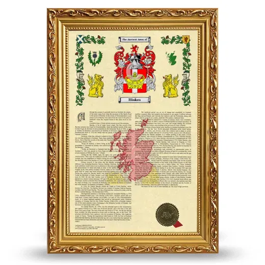 Blinken Armorial History Framed - Gold