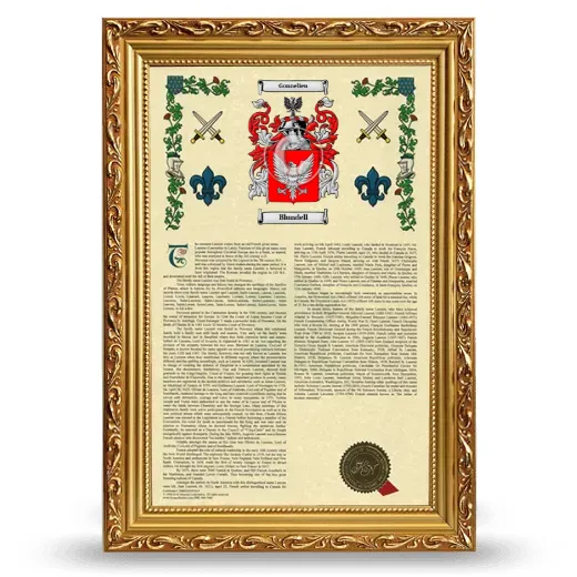Blundell Armorial History Framed - Gold