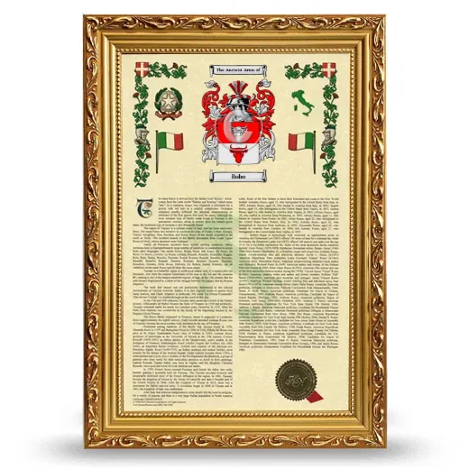 Bobo Armorial History Framed - Gold