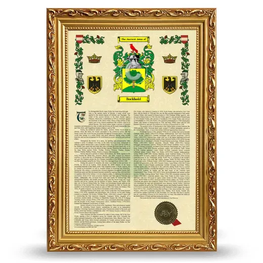 Bockhold Armorial History Framed - Gold