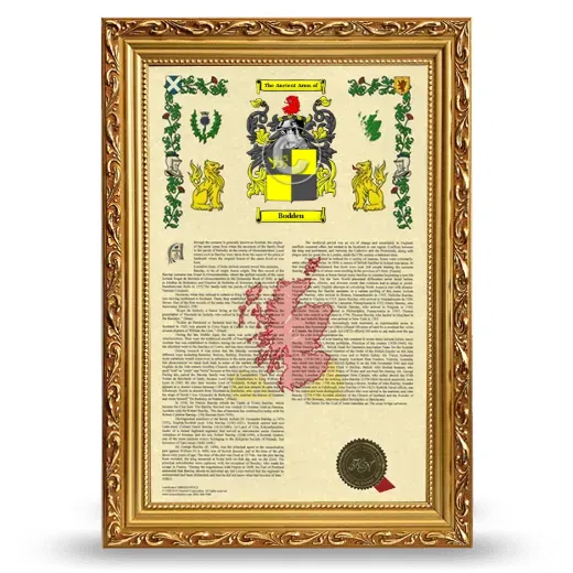 Bodden Armorial History Framed - Gold