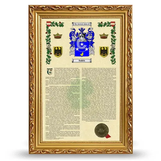 Bodels Armorial History Framed - Gold