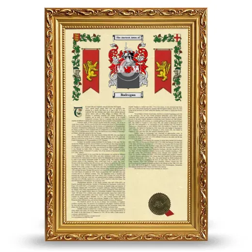 Bodrugan Armorial History Framed - Gold