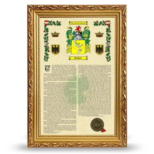 Boehner Armorial History Framed - Gold