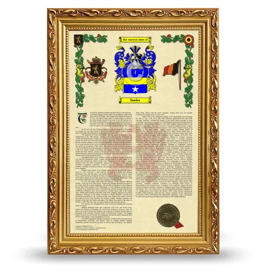 Boeler Armorial History Framed - Gold