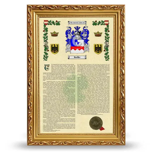 Boeller Armorial History Framed - Gold