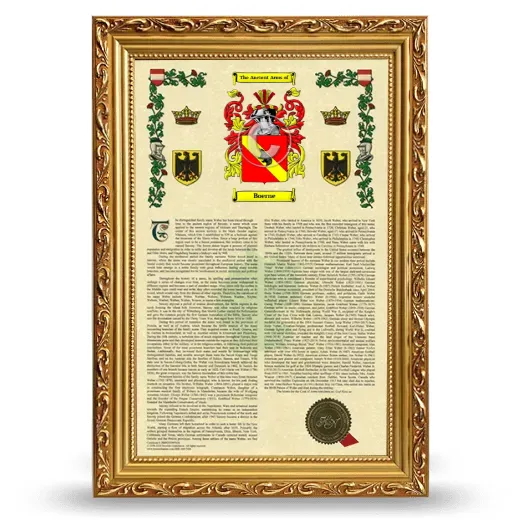 Boerne Armorial History Framed - Gold
