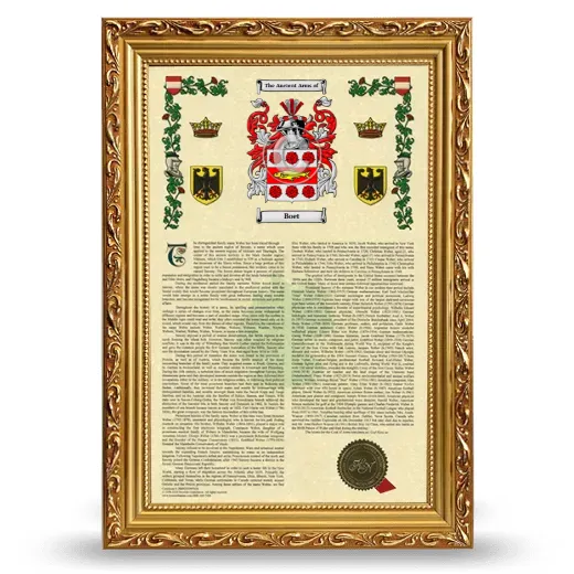 Boet Armorial History Framed - Gold