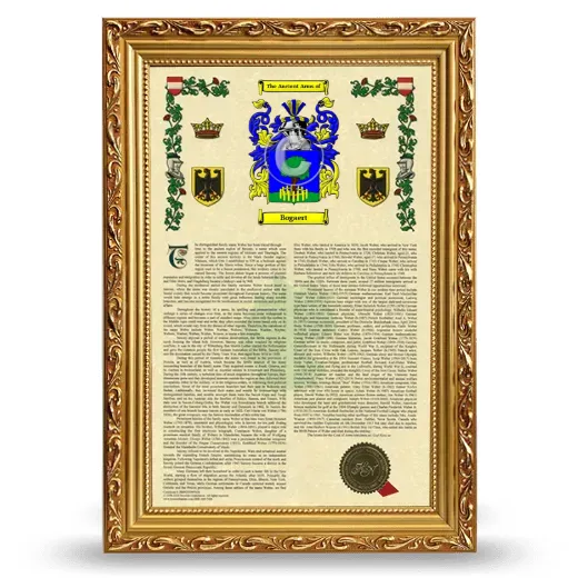 Bogaert Armorial History Framed - Gold