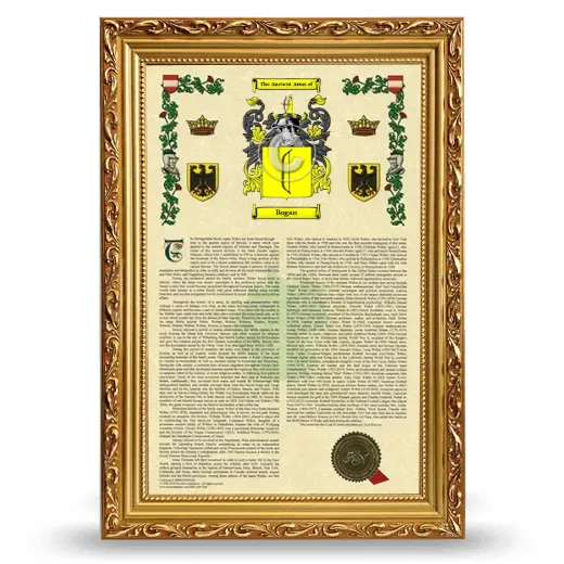 Bogan Armorial History Framed - Gold