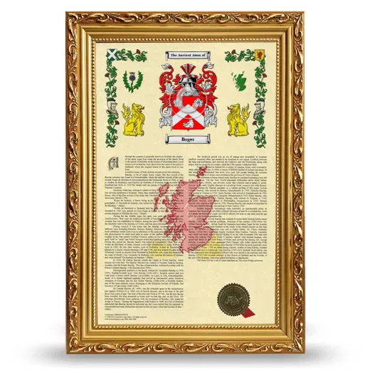 Boger Armorial History Framed - Gold