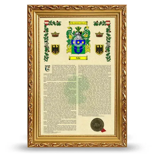 Bohr Armorial History Framed - Gold
