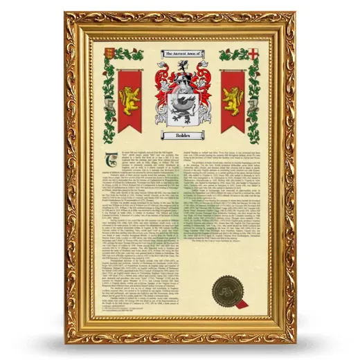 Boldes Armorial History Framed - Gold