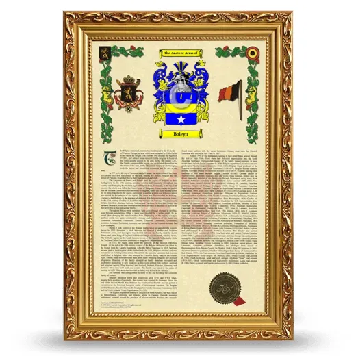 Boleyn Armorial History Framed - Gold