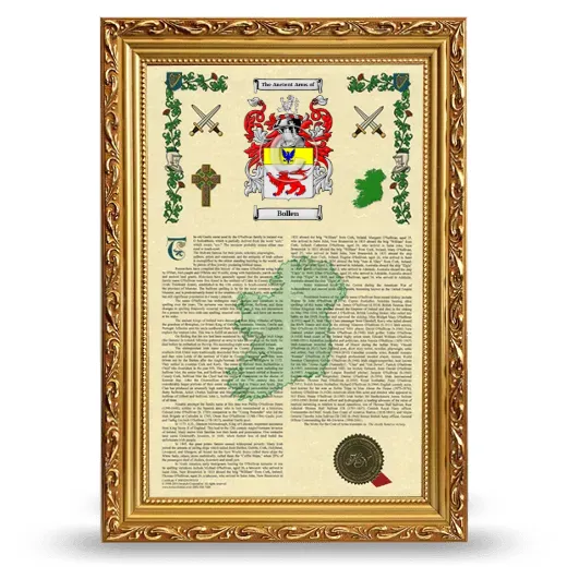 Bollen Armorial History Framed - Gold