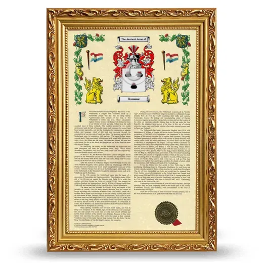 Bomme Armorial History Framed - Gold