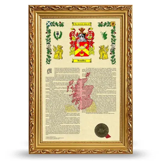 Bonallay Armorial History Framed - Gold