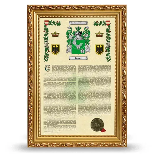 Booner Armorial History Framed - Gold