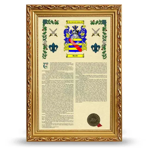 Borde Armorial History Framed - Gold