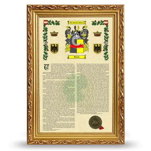Boren Armorial History Framed - Gold