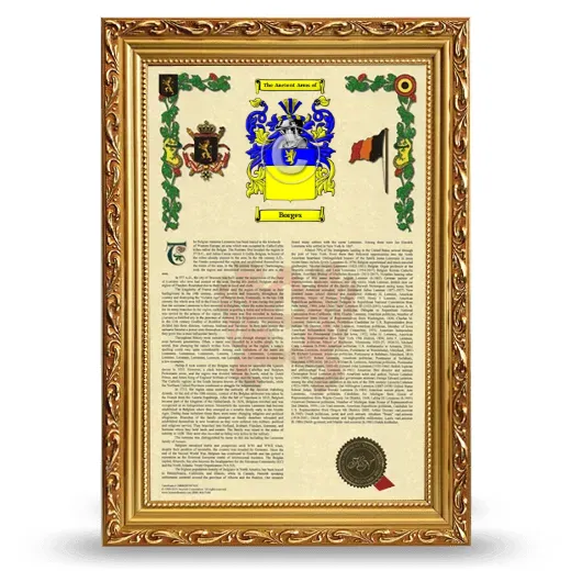 Borges Armorial History Framed - Gold