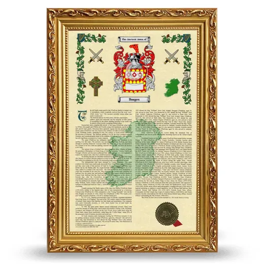 Borges Armorial History Framed - Gold