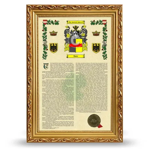 Born Armorial History Framed - Gold