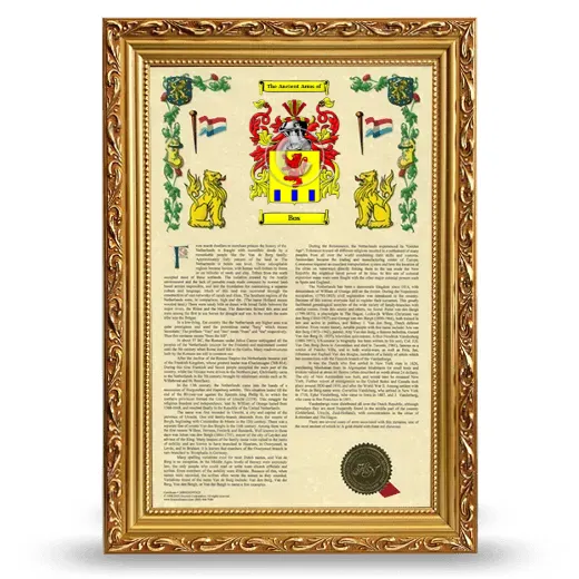 Bos Armorial History Framed - Gold