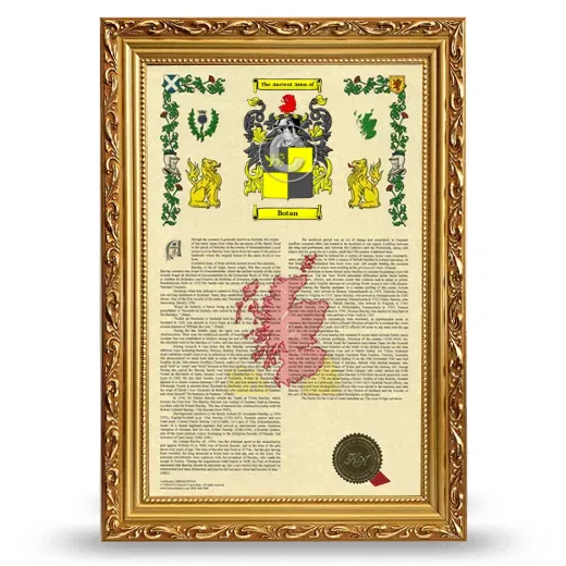 Botan Armorial History Framed - Gold