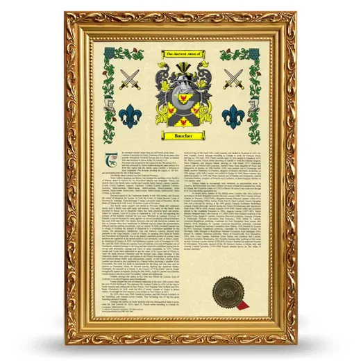 Boucher Armorial History Framed - Gold