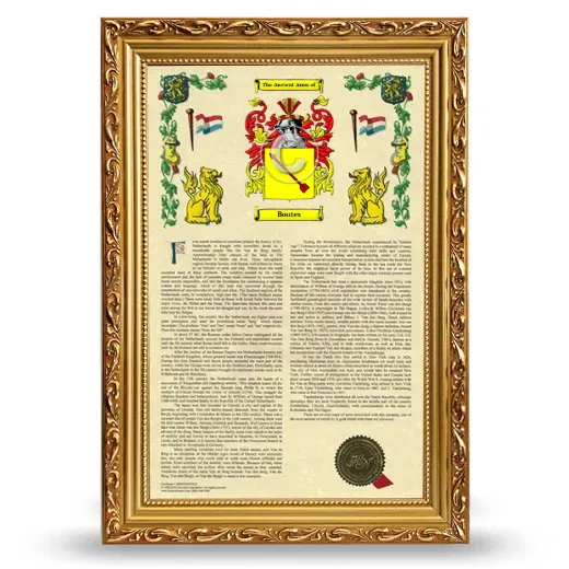 Boutes Armorial History Framed - Gold