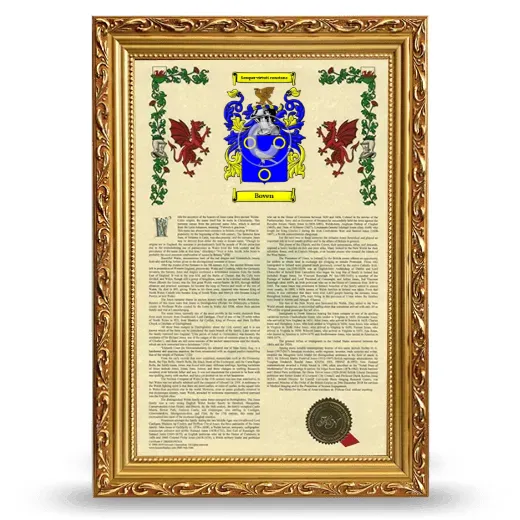 Boven Armorial History Framed - Gold