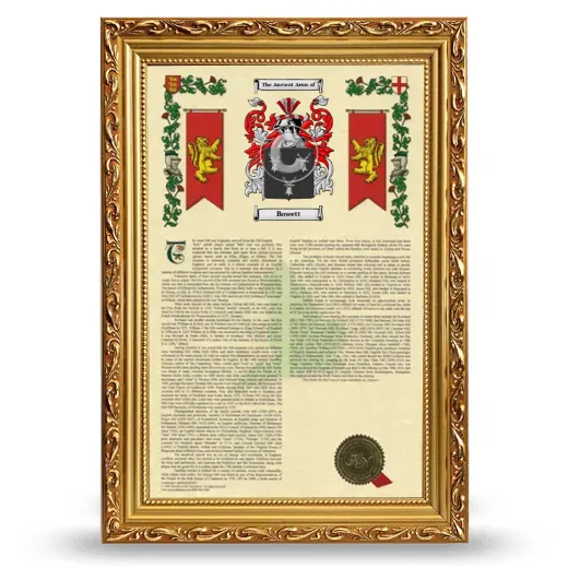 Bowett Armorial History Framed - Gold