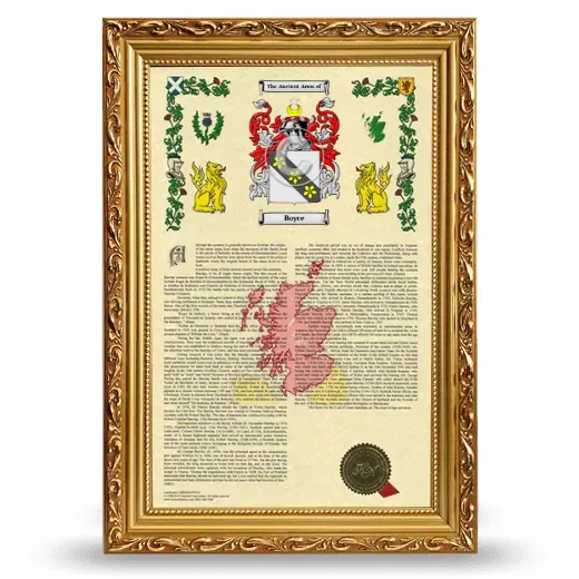 Boyce Armorial History Framed - Gold