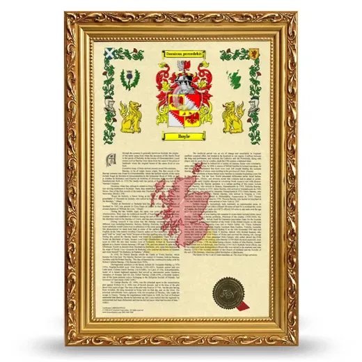 Boyle Armorial History Framed - Gold