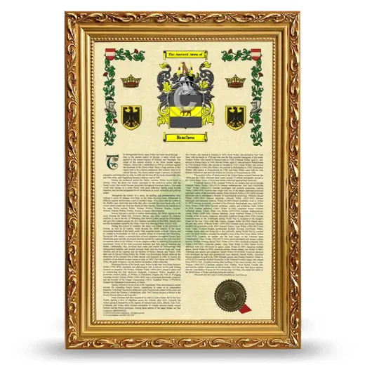 Brachen Armorial History Framed - Gold