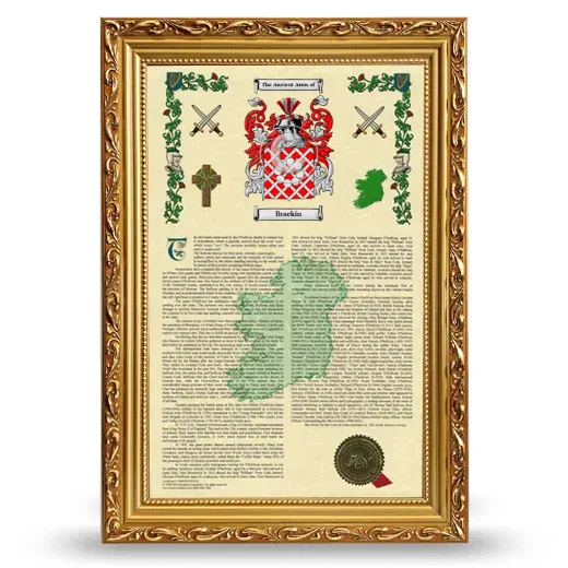 Brackin Armorial History Framed - Gold