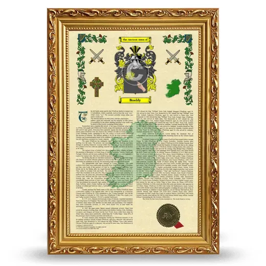 Braddy Armorial History Framed - Gold