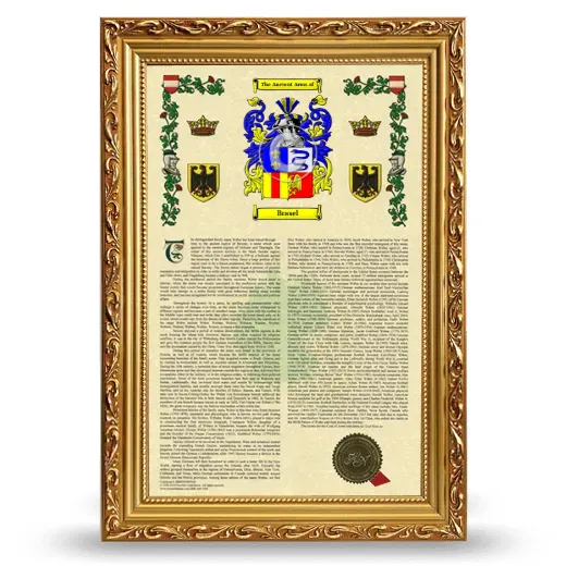 Brasel Armorial History Framed - Gold