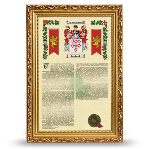 Braybrook Armorial History Framed - Gold