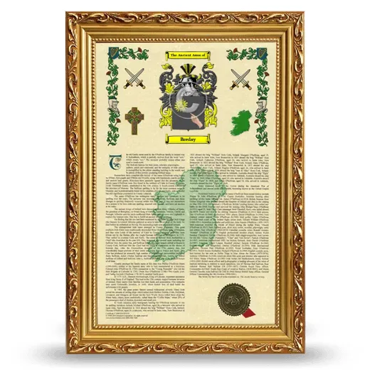 Breday Armorial History Framed - Gold