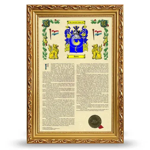 Brees Armorial History Framed - Gold