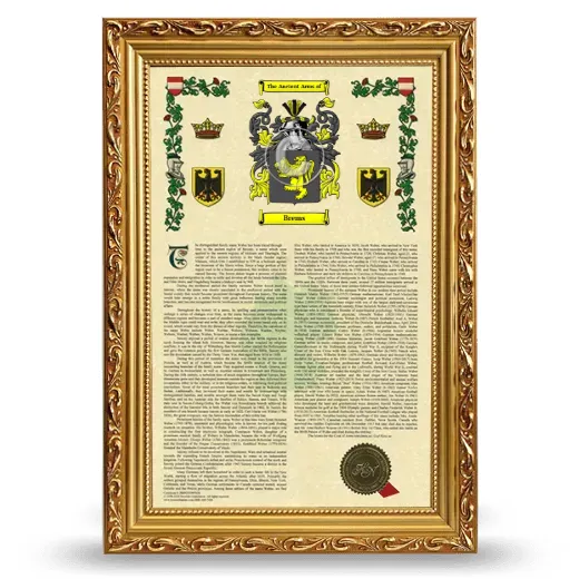 Brems Armorial History Framed - Gold