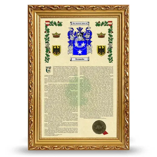 Brenneke Armorial History Framed - Gold